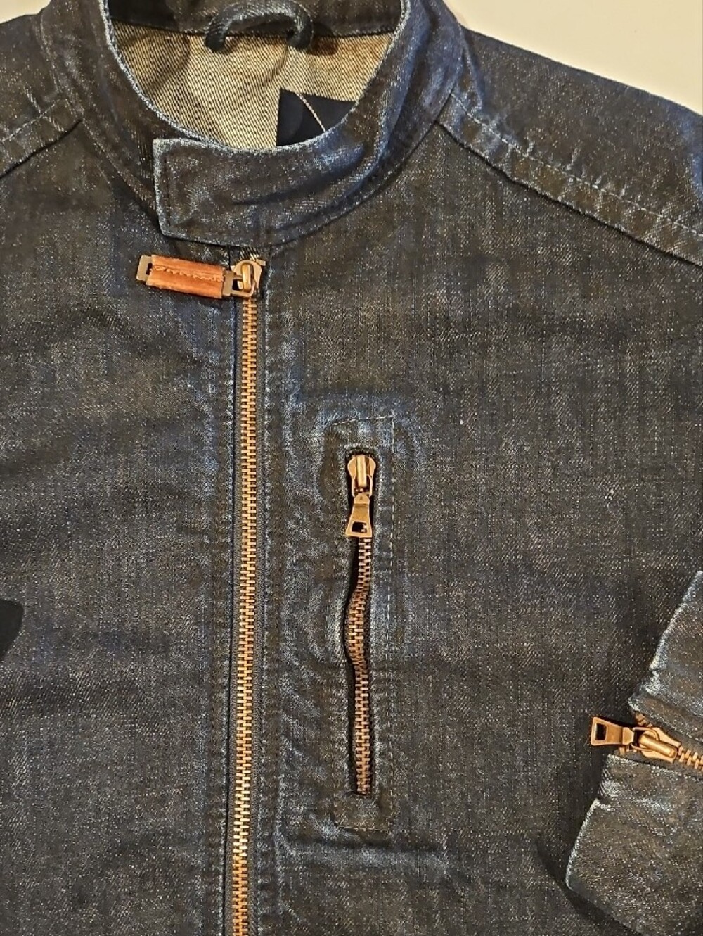 Indigo Bomber Jacket, Zipper Front, French Seams 0105